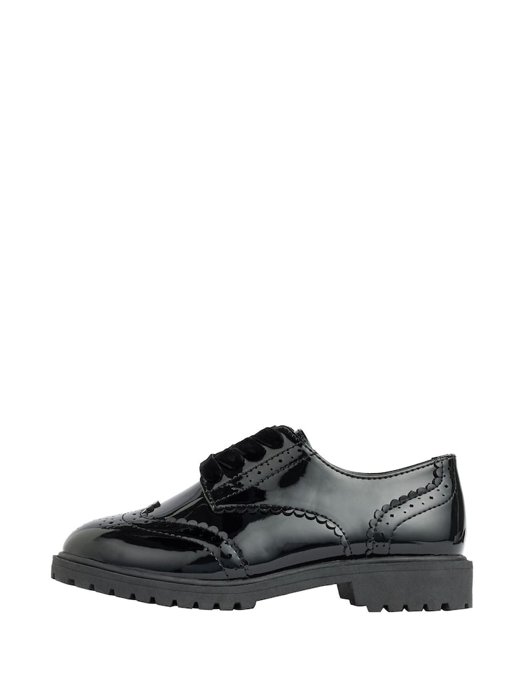 Lipsy Black Wide Fit (G) Chunky Lace Up Brogue School Shoes - Image 5 of 5