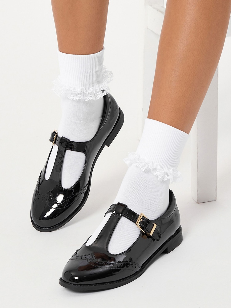 Lipsy Black Standard Fit (F) Girl Mary Jane Dolly Patent School Shoes - Image 2 of 3