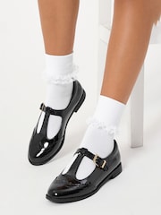 Lipsy Black Wide Fit (G) Girl Mary Jane Dolly Patent School Shoes - Image 2 of 4