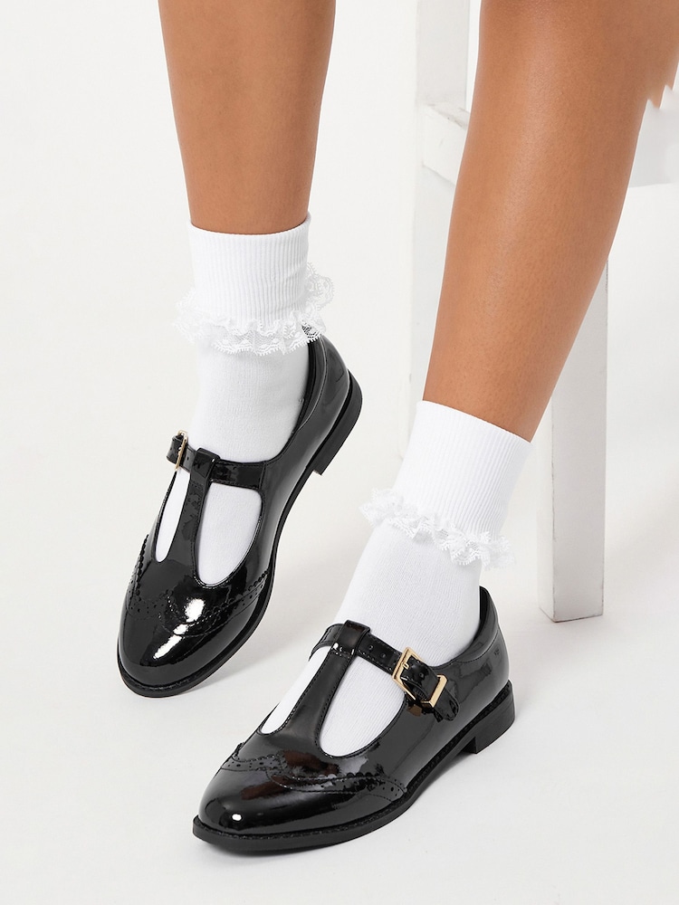 Lipsy Black Wide Fit (G) Girl Mary Jane Dolly Patent School Shoes - Image 2 of 4