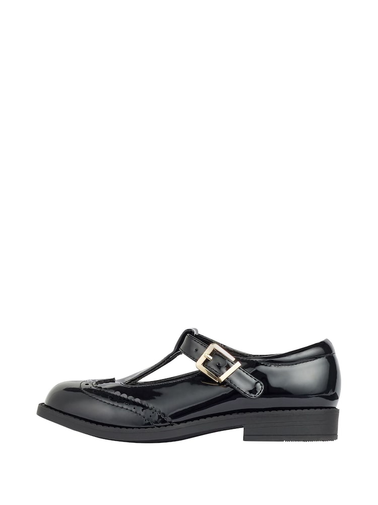 Lipsy Black Wide Fit (G) Girl Mary Jane Dolly Patent School Shoes - Image 4 of 4