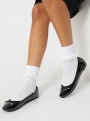 Lipsy Black Metal Bow School Ballet Pumps - Image 2 of 5