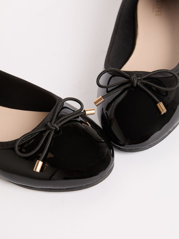 Lipsy Black Metal Bow School Ballet Pumps - Image 3 of 4