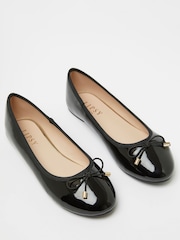 Lipsy Black Metal Bow School Ballet Pumps - Image 4 of 5