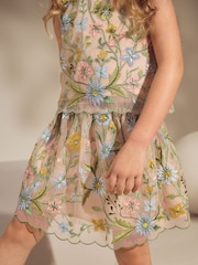 Multi Embroidered Occasion Top And Skirt Co-ord Set (3-16yrs) - Image 2 of 9
