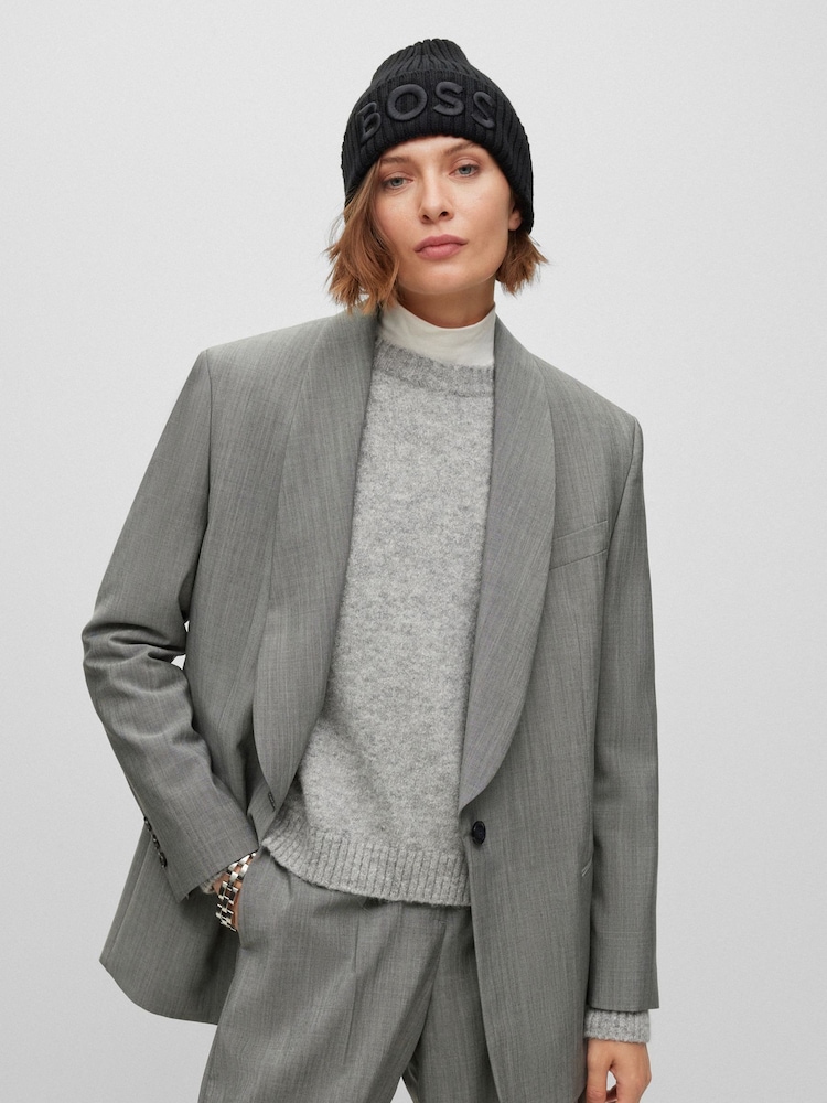 BOSS Black Embroidered Logo Wool Beanie - Image 1 of 4