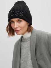 BOSS Black Embroidered Logo Wool Beanie - Image 2 of 4