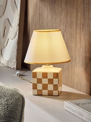 Ochre Yellow Chequer Table Lamp - Image 1 of 5