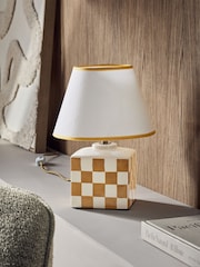 Ochre Yellow Chequer Table Lamp - Image 2 of 5