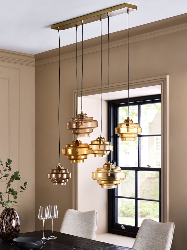 Amber Orange Luca 6 Light Pendant Ceiling Light - Image 2 of 5 Amber Orange Luca 6 Light Pendant Ceiling Light - Image 2 of 5