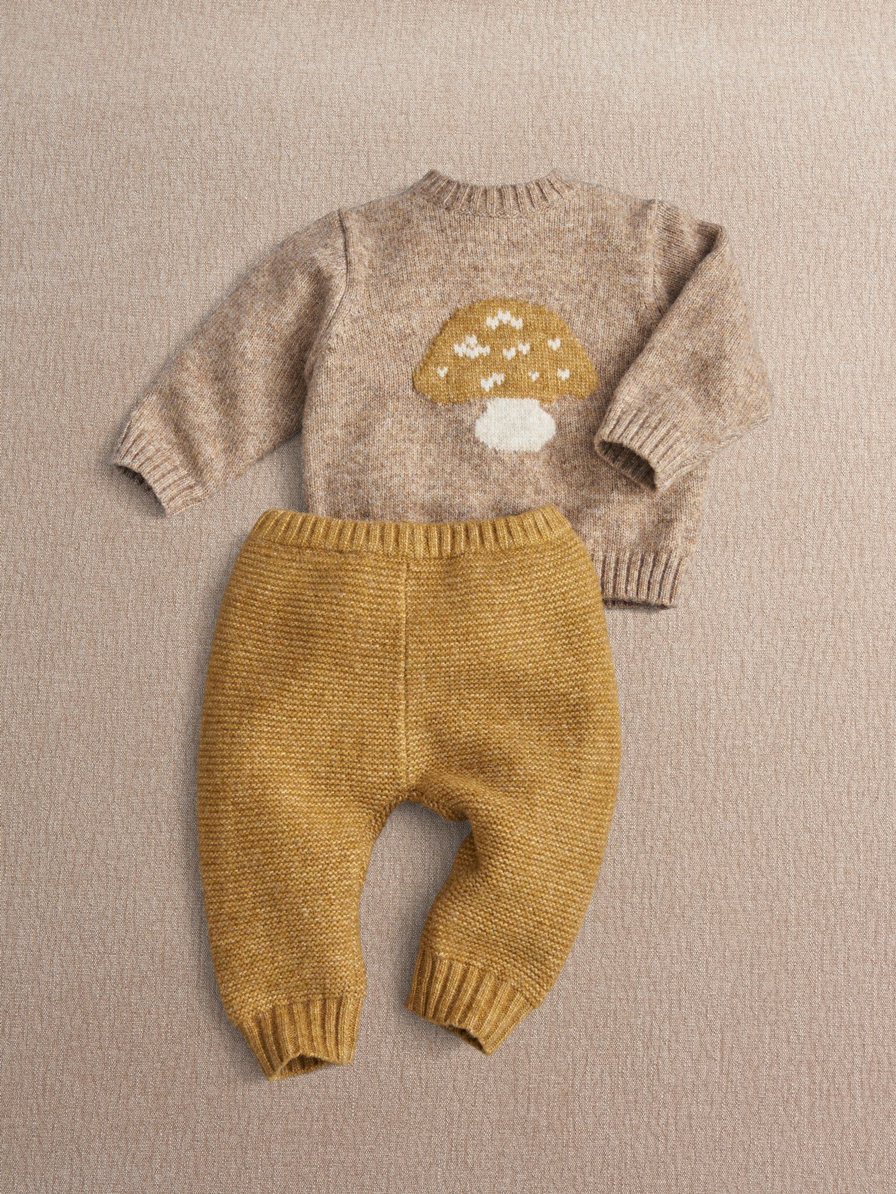Mamas & Papas Brown Toadstool Knitted Top & Bottoms Set view 1