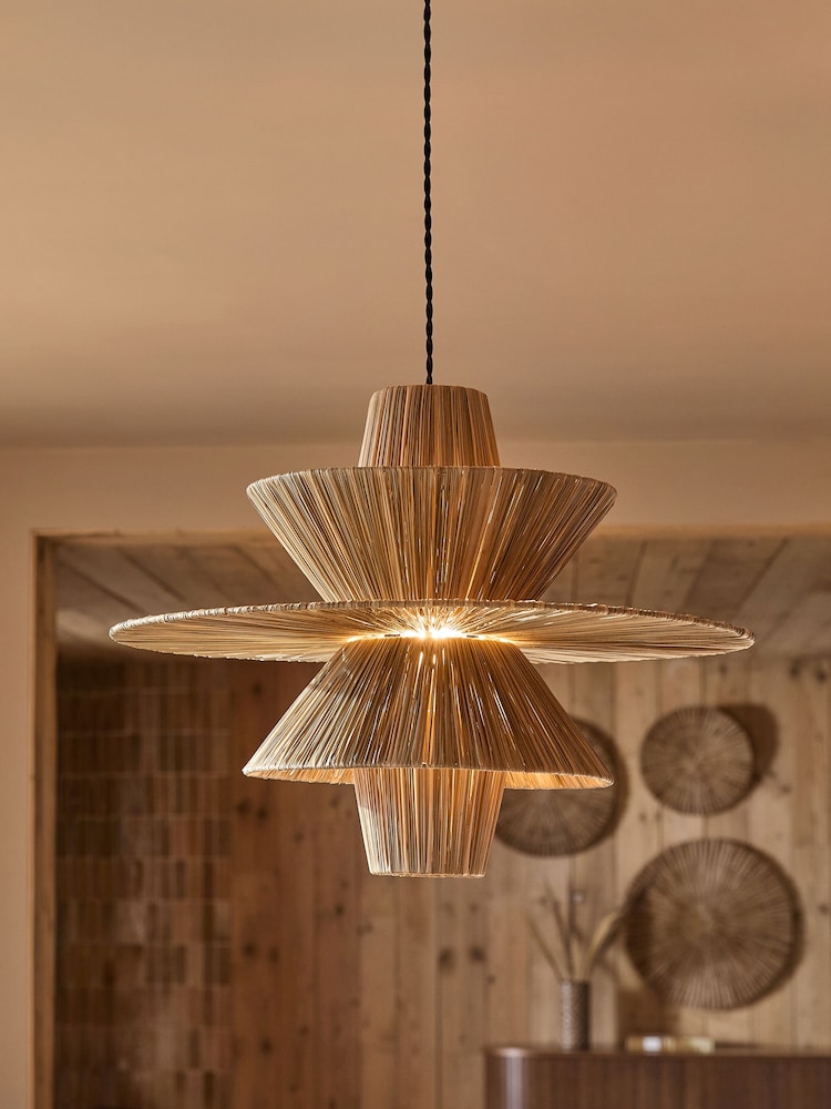 Natural Raffia Easy Fit Ceiling Light - Image 1 of 5