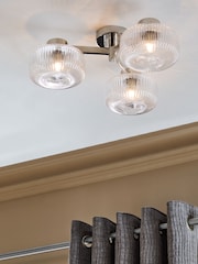 Brushed Chrome Lexington 3 Light Flush Ceiling Light Fitting - Image 1 of 5
