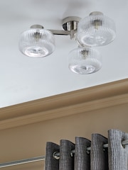 Brushed Chrome Lexington 3 Light Flush Ceiling Light Fitting - Image 2 of 5