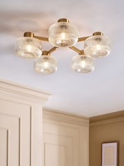 Brass Lexington 5 Light Flush Fitting Ceiling Light - Image 1 of 5