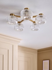 Brass Lexington 5 Light Flush Fitting Ceiling Light - Image 2 of 5