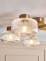 Brass Lexington 5 Light Flush Fitting Ceiling Light - Image 3 of 5