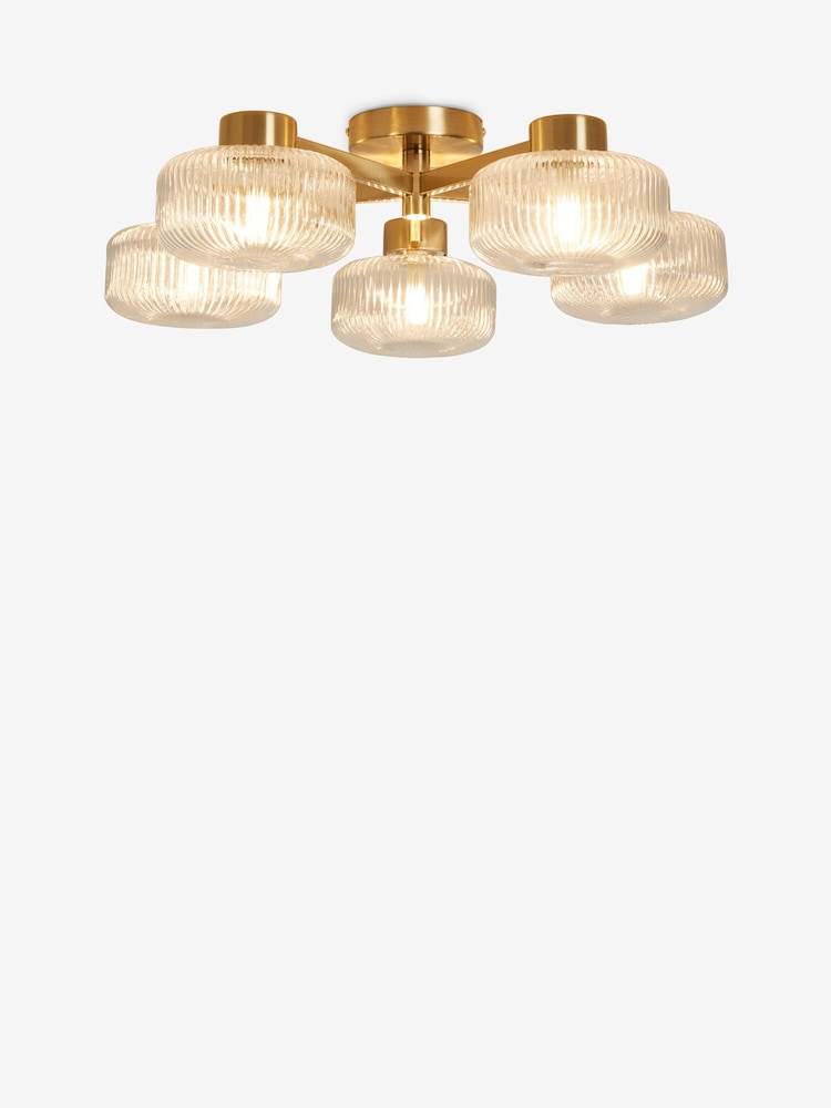 Brass Lexington 5 Light Flush Fitting Ceiling Light - Image 5 of 5