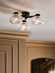 Black Lexington 3 Light Flush Ceiling Light Fitting - Image 1 of 5