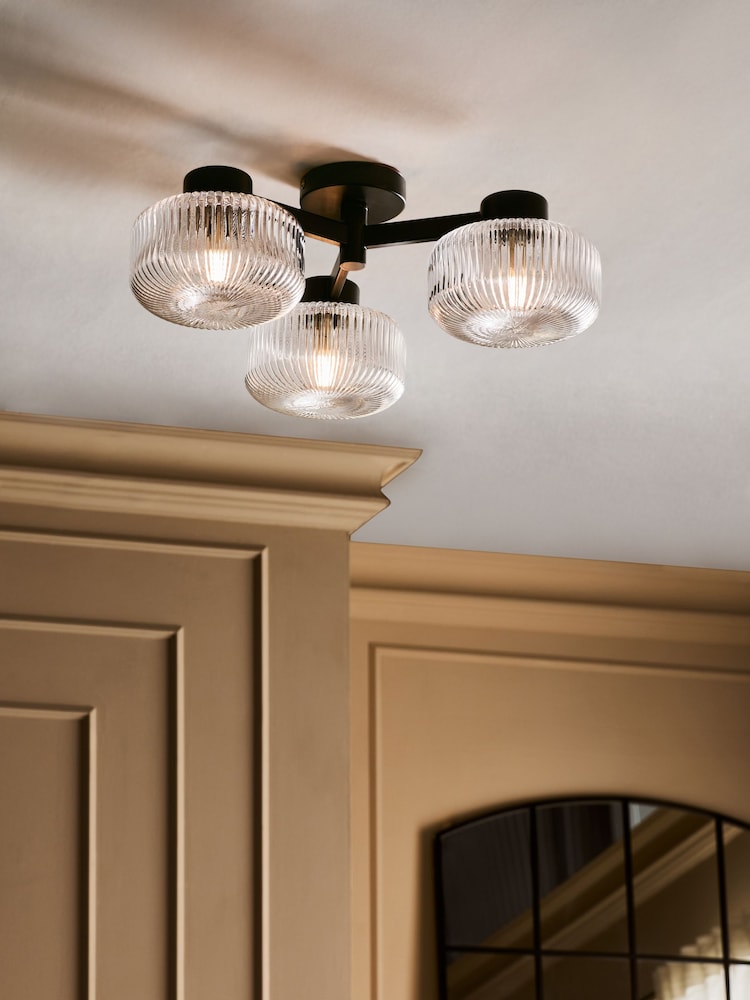 Black Lexington 3 Light Flush Flush Fitting Ceiling Light - Image 1 of 5 Black Lexington 3 Light Flush Flush Fitting Ceiling Light - Image 1 of 5