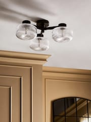 Black Lexington 3 Light Flush Ceiling Light Fitting - Image 2 of 5