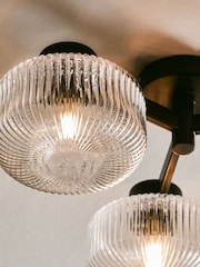 Black Lexington 3 Light Flush Ceiling Light Fitting - Image 3 of 5