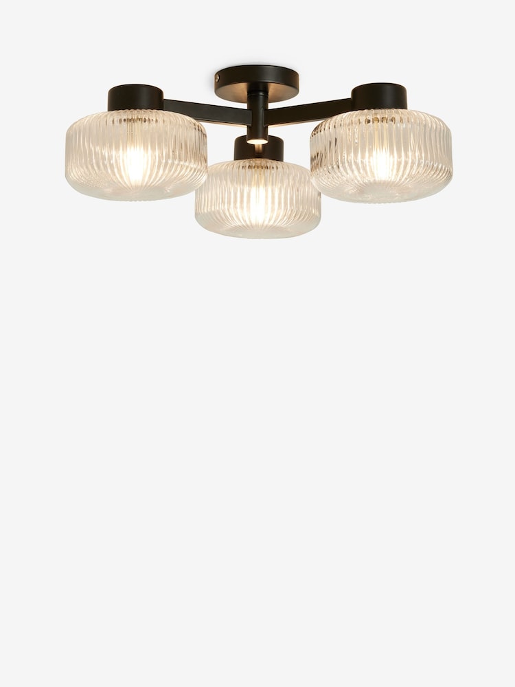 Black Lexington 3 Light Flush Flush Fitting Ceiling Light - Image 5 of 5 Black Lexington 3 Light Flush Flush Fitting Ceiling Light - Image 5 of 5