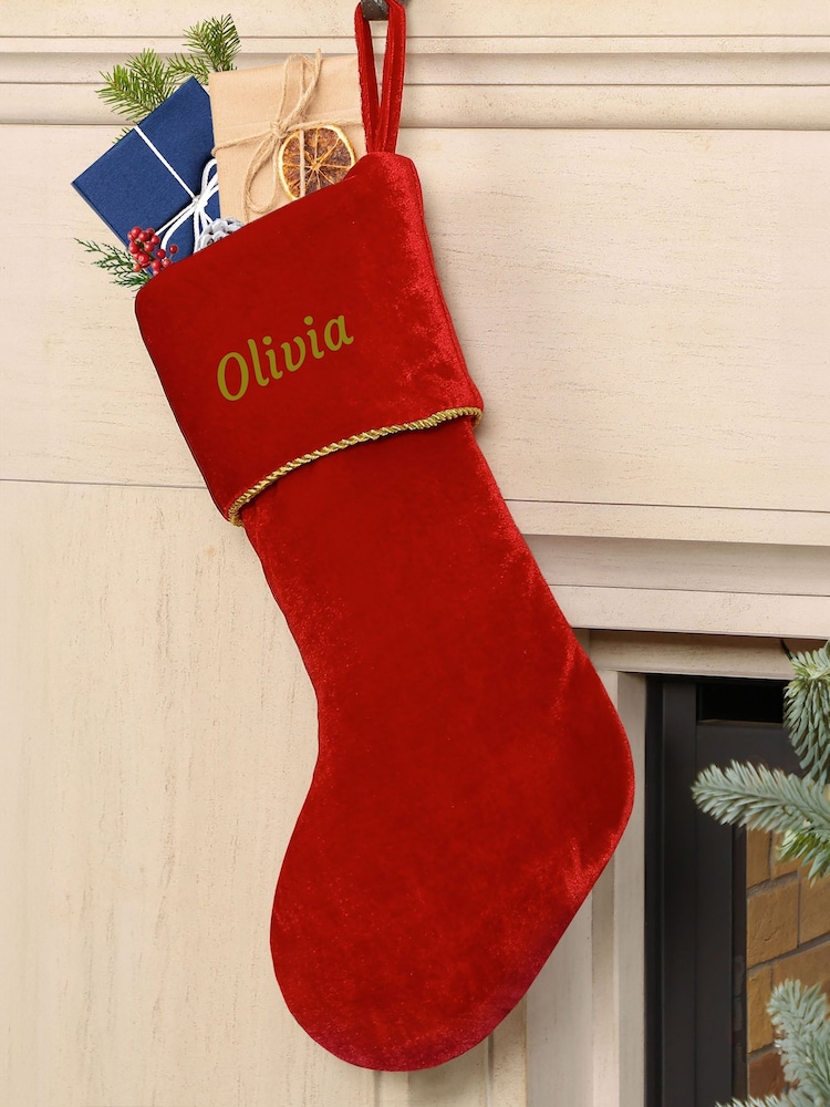 Personalised Velvet Christmas Stocking by Dibor - Image 2 of 4 Personalised Velvet Christmas Stocking by Dibor - Image 2 of 4