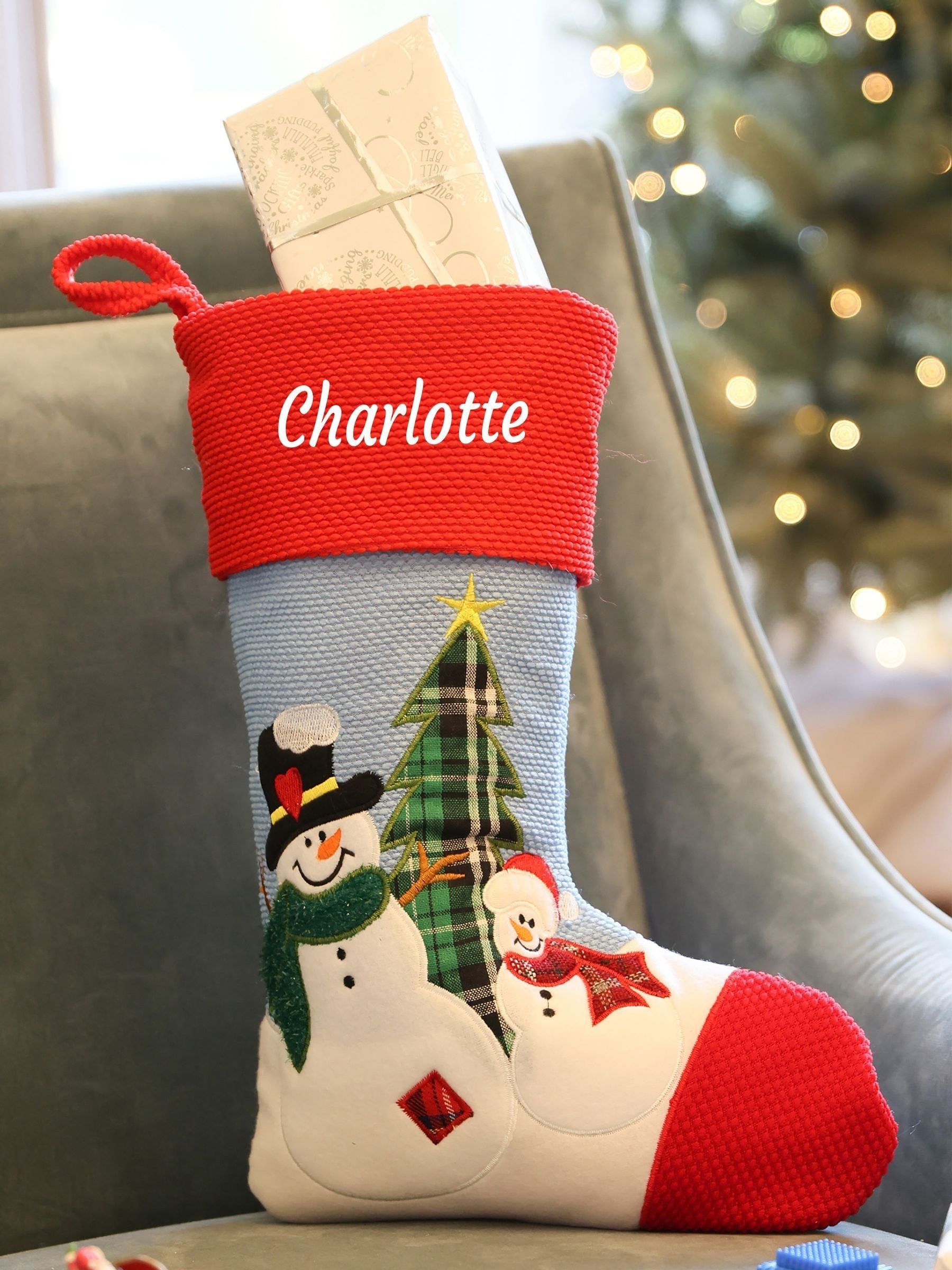 Dibor Unisex Kids Blue Personalised Christmas Stocking By