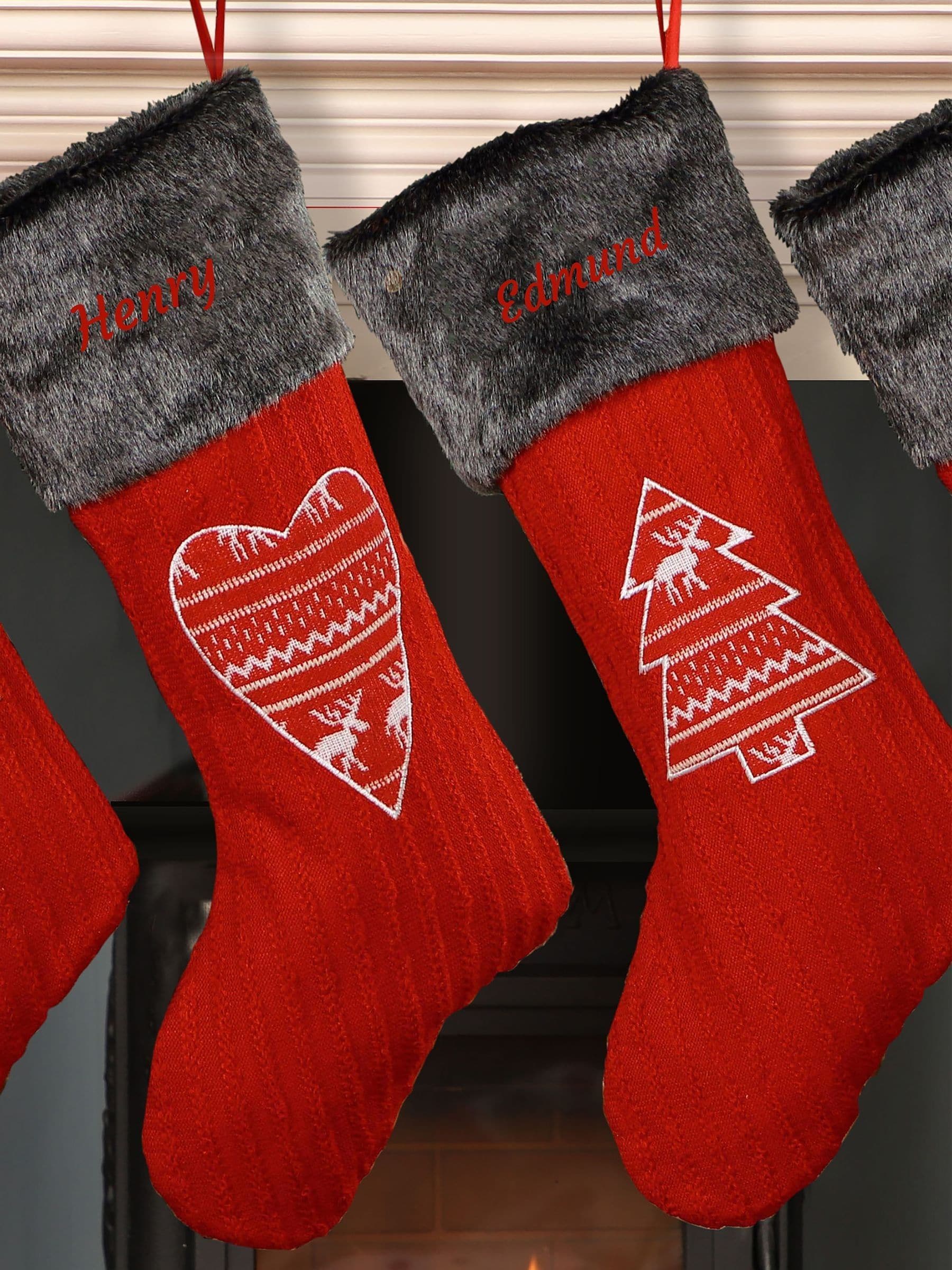 Dibor Unisex Red Personalised Christmas Stocking By