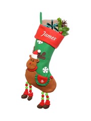 Personalised Green 3D Animated Reindeer Christmas Stocking by Dibor - Image 3 of 3