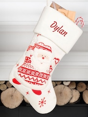 Personalised Santa Claus Character White Christmas Stockings by Dibor - Image 2 of 4