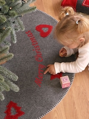 Grey Personalised Nordic Heart Christmas Tree Skirt by Dibor - Image 1 of 2