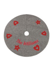 Grey Personalised Nordic Heart Christmas Tree Skirt by Dibor - Image 2 of 2