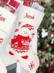 Personalised White Snowman Character Christmas Stockings by Dibor - Image 1 of 4