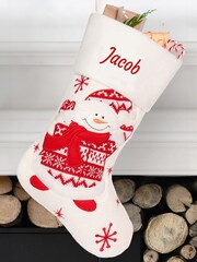 Personalised White Snowman Character Christmas Stockings by Dibor - Image 2 of 4