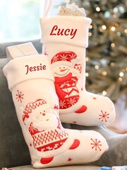 Personalised White Snowman Character Christmas Stockings by Dibor - Image 3 of 4