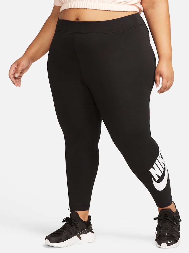 Nike Black Curve Sportswear Classics High-Waisted Graphic Leggings - Image 1 of 4