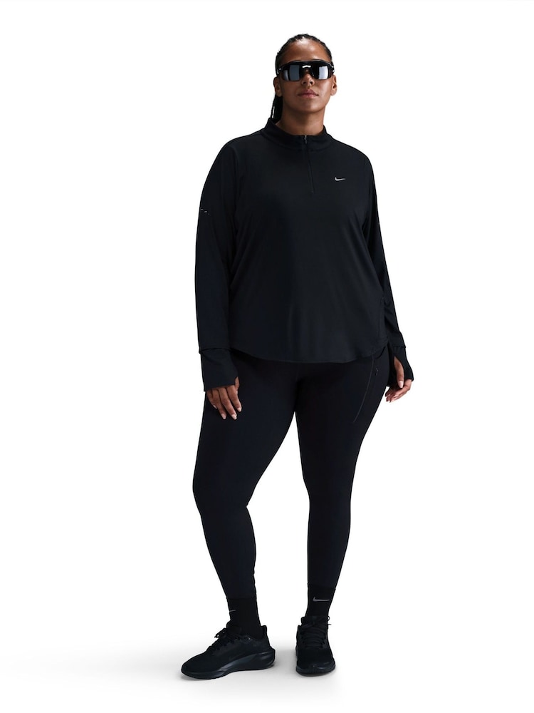 Nike Black Swift Dri-FIT UV 1/2 Zip Running Top - Image 1 of 10