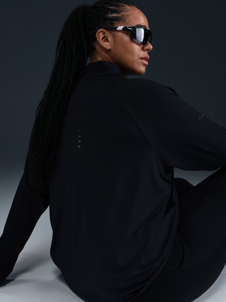 Nike Black Swift Dri-FIT UV 1/2 Zip Running Top - Image 10 of 10