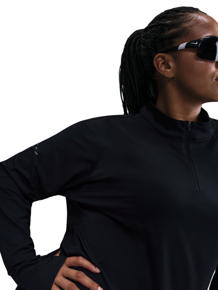 Nike Black Swift Dri-FIT UV 1/4-Zip Running Top (Plus Size) - Image 5 of 5 Nike Black Swift Dri-FIT UV 1/4-Zip Running Top (Plus Size) - Image 5 of 5