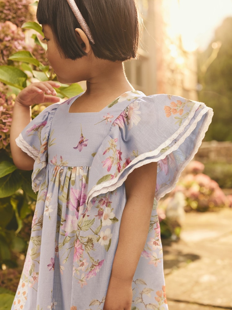 Floral bleu - Robe d’été à manches ange (3mois8ans) - Image 4 of 8