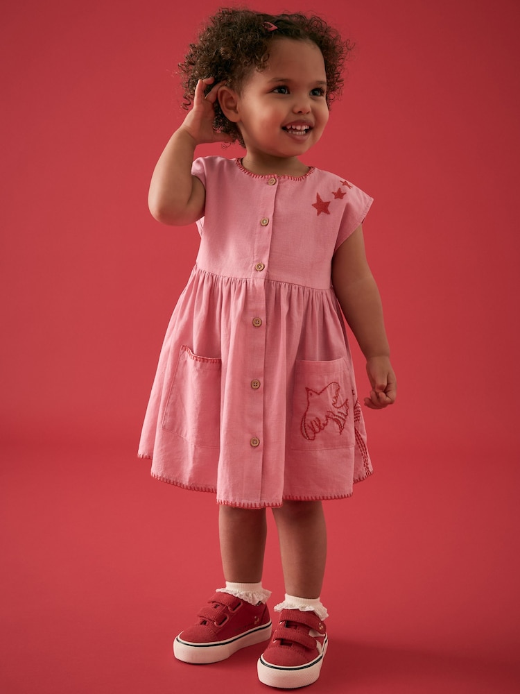 Pink Button Through Summer Dress (3mths-10yrs) - Image 1 of 11