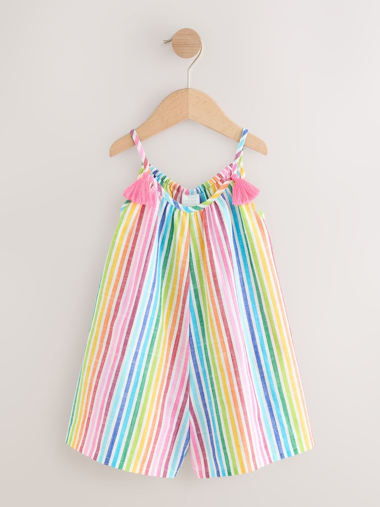 Rainbow Stripe 100% Cotton Playsuit (3mths-10yrs) - Image 1 of 4