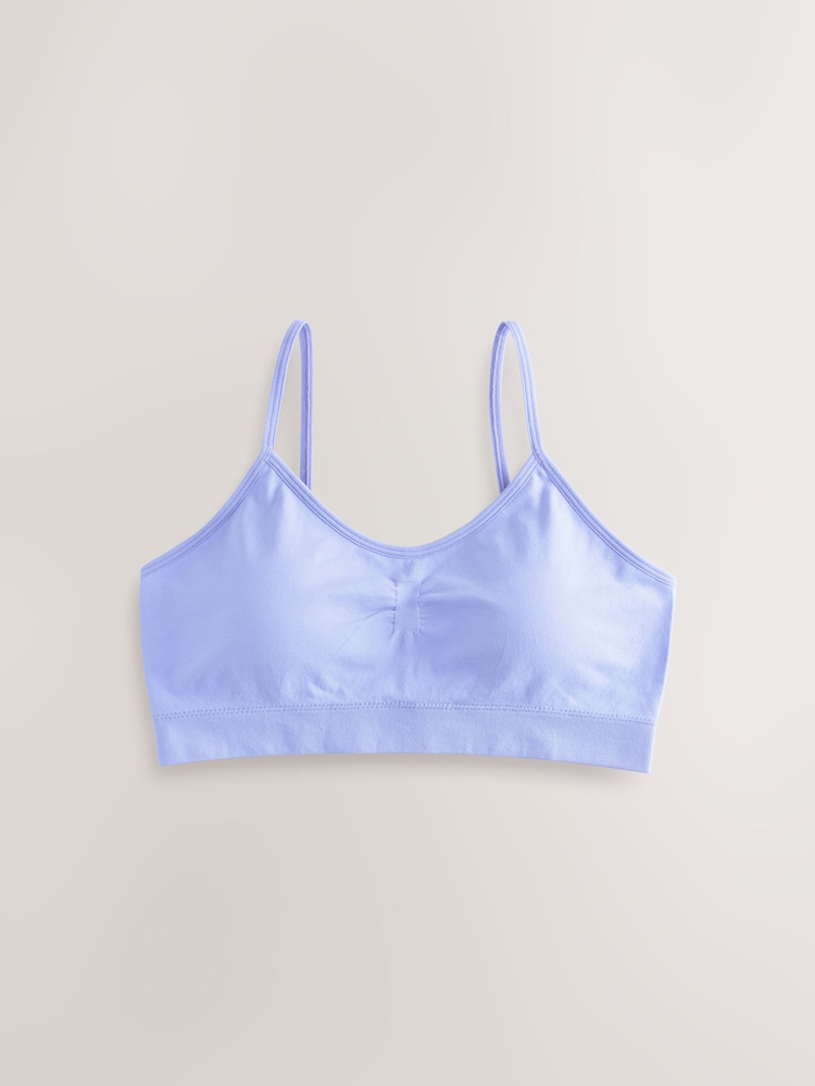 Pink/Lilac Seam Free Strappy Crop Tops 2 Pack with Removable Lightly Padded Cups (7-16yrs) - Image 2 of 6
