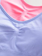 Pink/Lilac Seam Free Strappy Crop Tops 2 Pack with Removable Lightly Padded Cups (7-16yrs) - Image 5 of 6