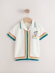 Ecru Dino Back Print Short Sleeve Shirt (3mths-7yrs) - Image 1 of 4