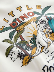 Ecru Dino Back Print Short Sleeve Shirt (3mths-7yrs) - Image 3 of 4
