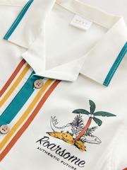 Ecru Dino Back Print Short Sleeve Shirt (3mths-7yrs) - Image 4 of 4