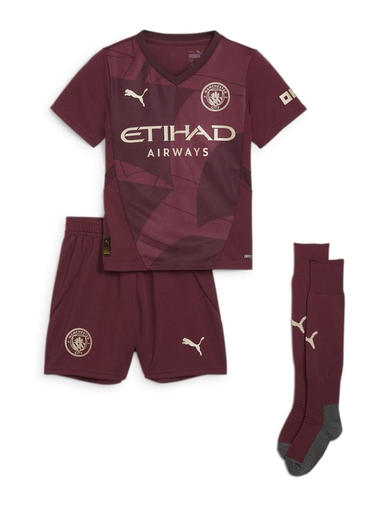 Puma Burgundy Red Kids Boys Manchester City 24/25 Third Minikit - Image 1 of 7